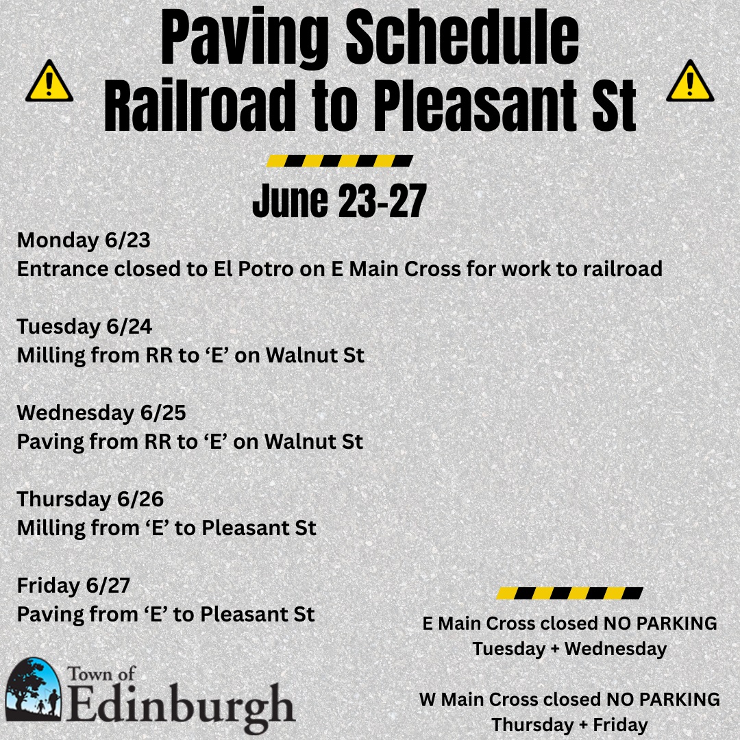 2025 East Main Cross Paving Schedule